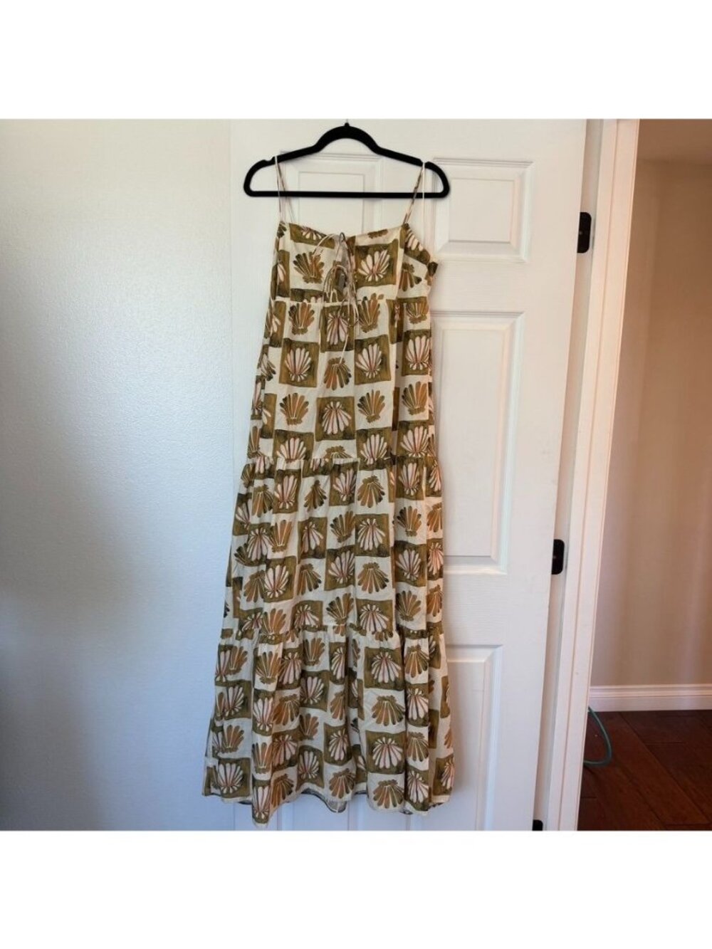 Rails Cotton Poplin Shell Pattern Sleeveless Tiered Maxi Dress Size Large NWOT